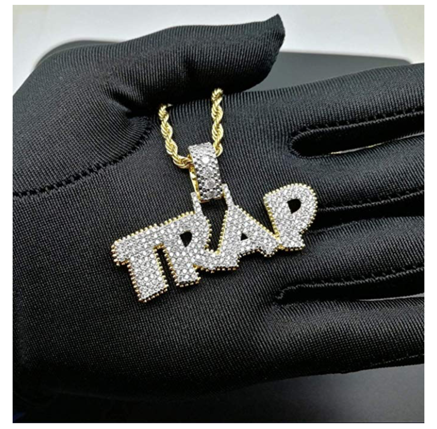 Trap Chain Simulated Diamond Gold Color Metal Alloy Savage Necklace Supreme Hip Hop Jewelry Bling Trap Iced Out 24in.