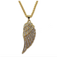 Feather Necklace Angel Wing Simulated Diamond Chain Hip Hop Jewelry Gold Silver Color Metal Alloy 24in.
