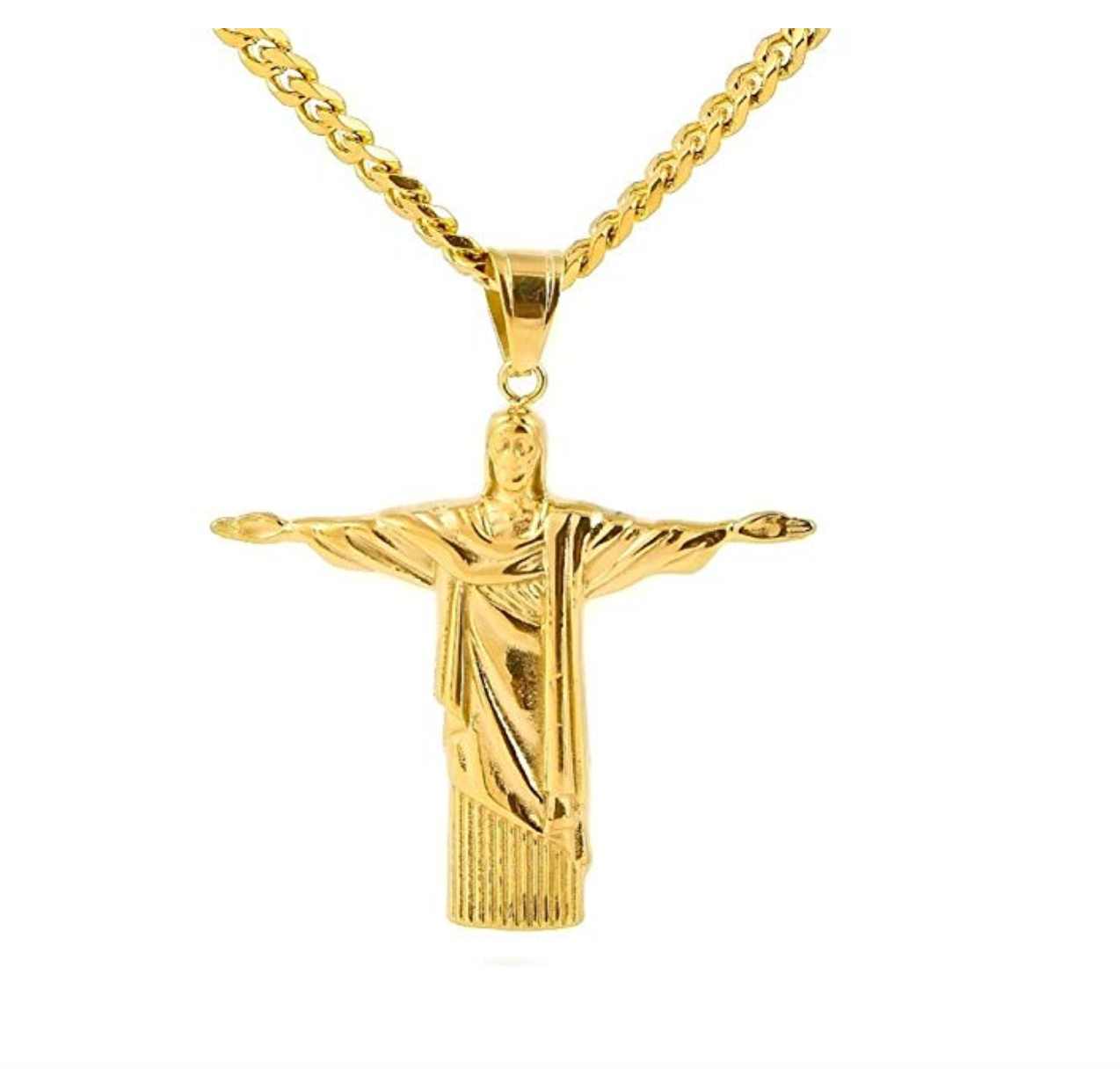 Jesus Christ The Redeemer Cross Pendant Brazil Rio De Janeiro Statue 14k Gold 24in