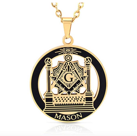 Silver Gold Color Masonic Necklace Pillars Freemason Chain Pendant Circle Mason Necklace Jewelry 24in.