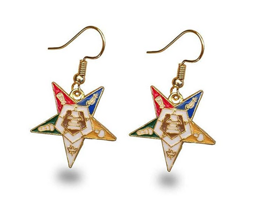 OES Women Earnings Masonic Gift Sisterhood Jewelry Order of The Eastern Star Gold Earings