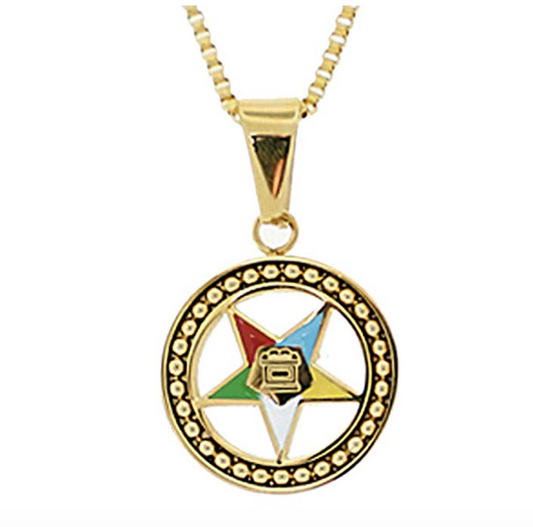 Gold Eastern Star Necklace Freemason OES Pendant Masonic Gift Order Of the Eastern Star Sisterhood