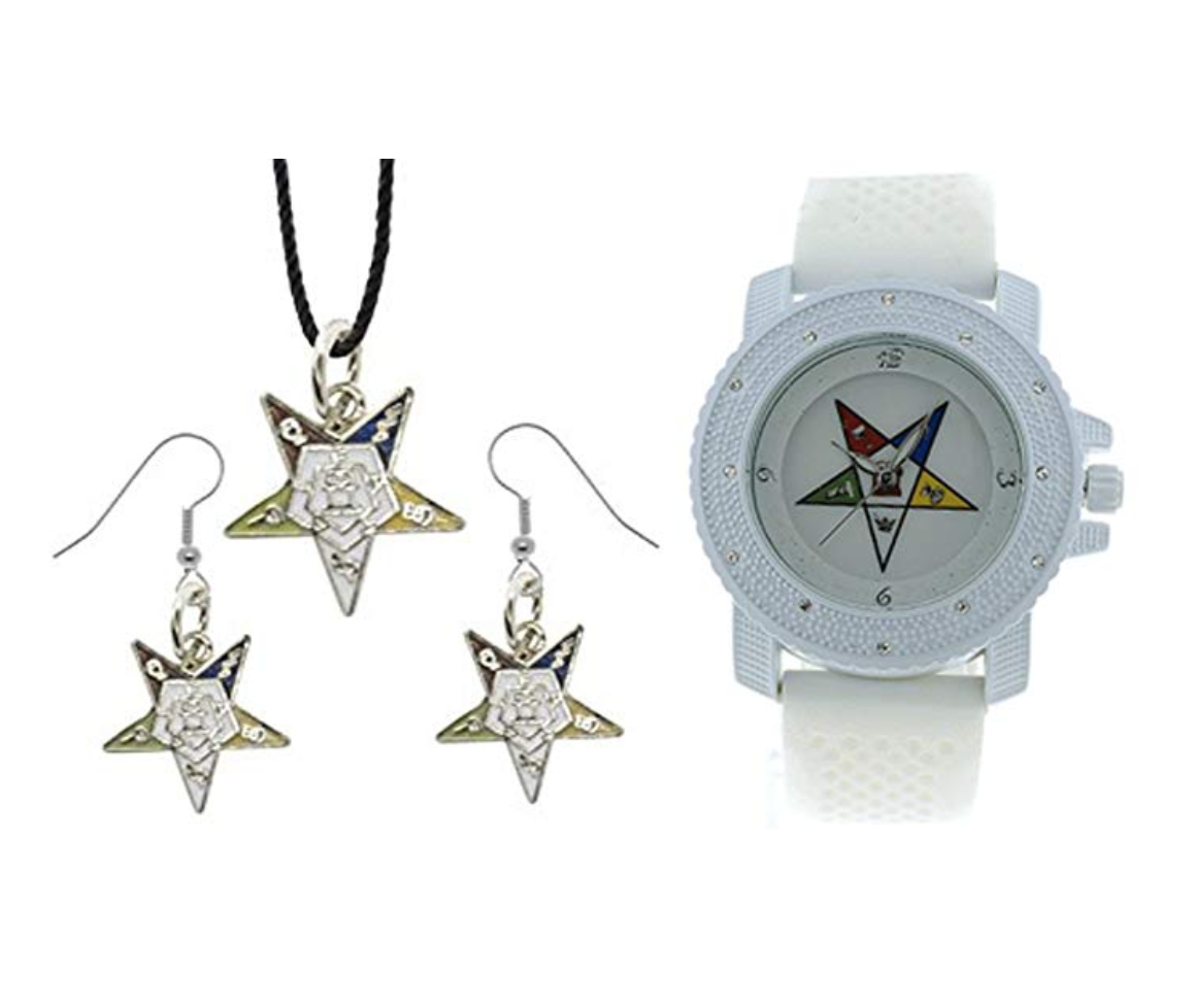 Women's Watch OES Gift Necklace Earrings Masonic Star Freemason Jewelry Order of The Eastern Star