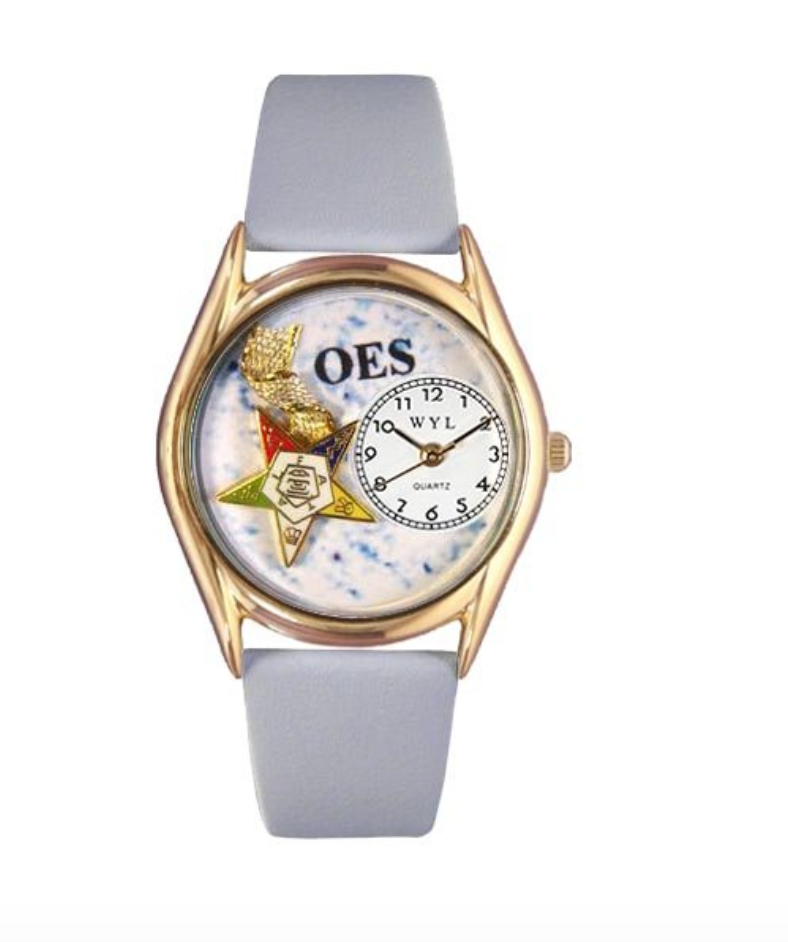 Order of The Eastern Star Women White Gold Dress Watch Prince Hall Masonic PHA OES Symbols Star Gift