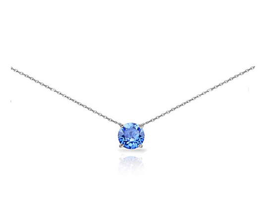 925 Sterling Silver Solitaire Choker Necklace Breeze Simulated Diamond Anniversary Gift 20in.