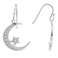 925 Silver Diamond Crescent Moon Star Earrings Islamic Jewelry Muslim Turkish Gift Allah Ear Rings Arabic