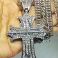 Jesus Cross Necklace Iced Out Holy Cross Gold Simulated Diamond Pendant Hip Hop Chain Silver Color Metal Alloy 30in.