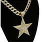 Cuban Link Star Chain Gold Color Pendant Hip Hop Star Jewelry Simulated Diamond Star Necklace