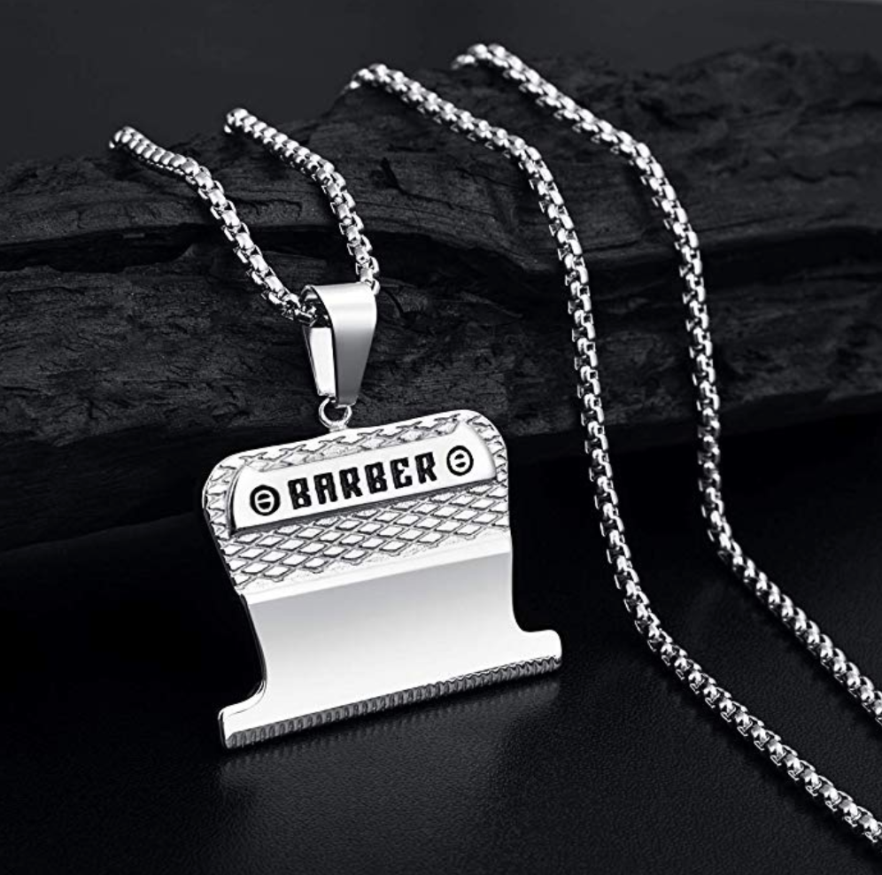 Gold Barber Clipper Blade Jewelry Barber Necklace Diamond Barbershop Gold Chain 24in