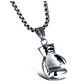 Boxing Gloves Chain Silver Color Metal Alloy Boxing Gloves Gold Necklace Boxing Jewelry Black Gloves 24in.