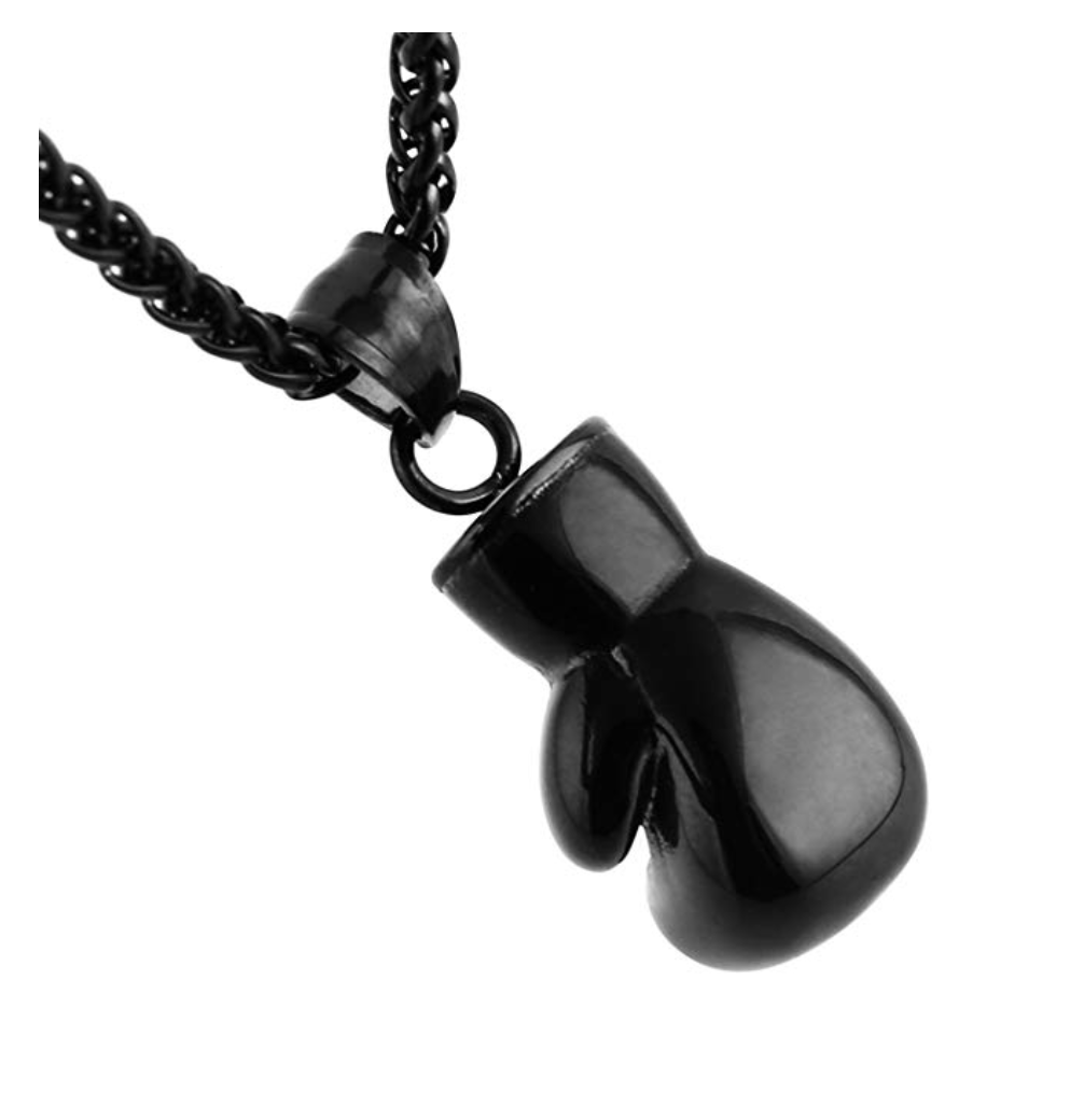 Boxing Gloves Chain Boxing Gloves Chain Necklace Boxing Jewelry Gold Tone & Black  Gloves 24in.