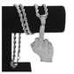 Gold Middle Finger Chain Simulated Diamond Necklace Funny Gag Gift Silver Fuck You Chain Hip Hop Jewelry 24in.
