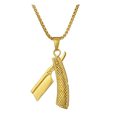 Barbershop Chain Razor Necklace Barber Jewelry Razor Blade Chain Barber Clippers Necklace Gold Silver Color Metal Alloy 24in