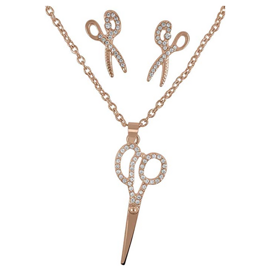 Simulated Diamond Necklace Brush Scissors Necklace Cosmetologist Hair Stylist Jewelry 23in