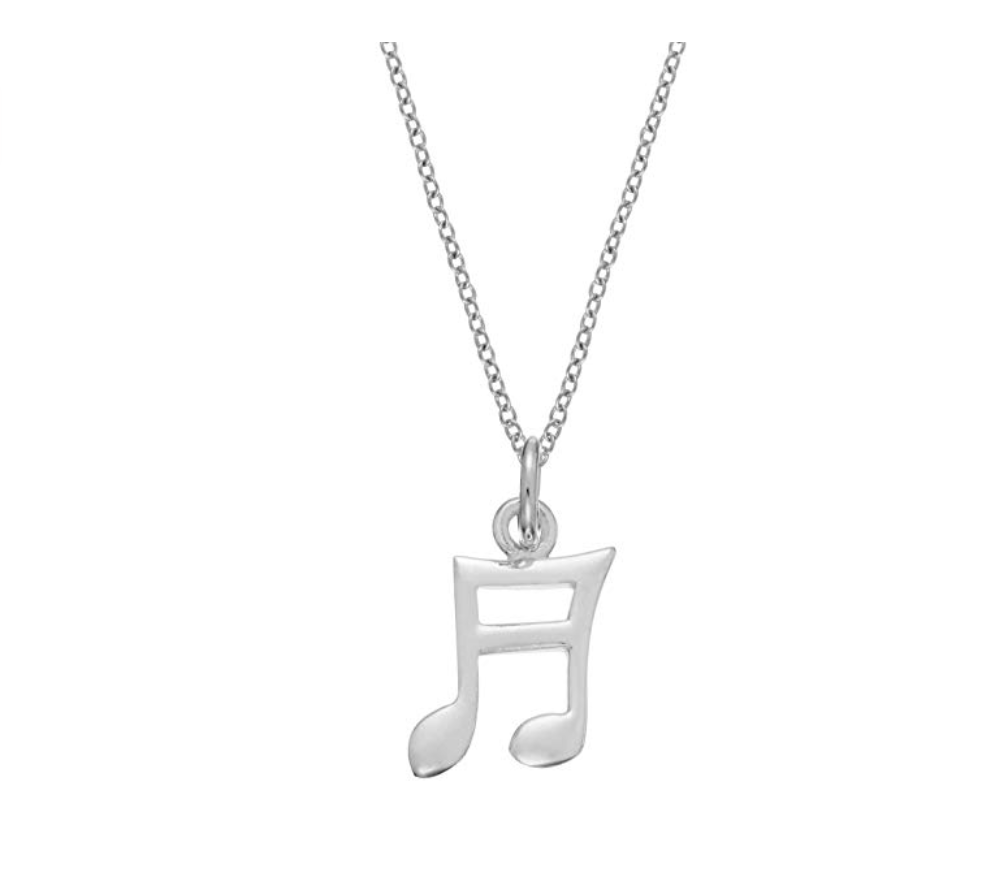 925 Sterling Silver Semiquaver Music Note Necklace Musical Note Pendant Chain Singer Jewelry Gift 18in.