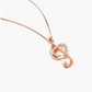 925 Silver Heart Treble Clef Note Necklace Rose Gold Simulated Diamond Music Note Charm Musician Jewelry Singer Gift 18in.