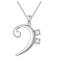 925 Sterling Silver Bass Clef Note Necklace Music Note Charm Musician Jewelry Singer Gift 18in.