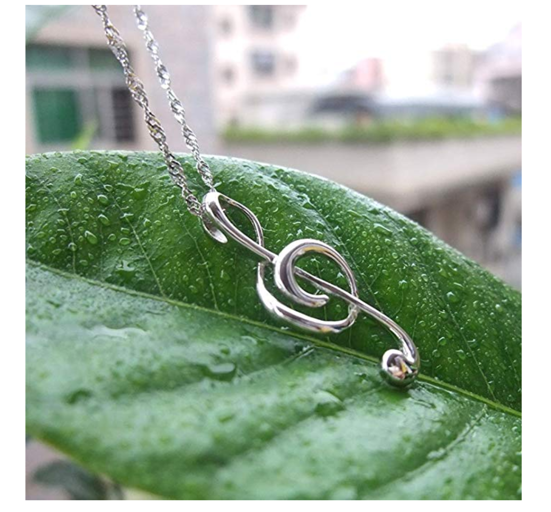 925 Sterling Silver Treble Clef Note Necklace Music Note Silver Charm Musician Jewelry Singer Gift 20in.