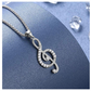 1/4 ct. Simulated Diamond Treble Clef Note Necklace Music Note Charm Musician Jewelry Singer Gift 20in.