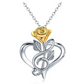 925 Silver Treble Clef Heart Music Note Necklace Musical Pendant Rose Flower Chain Singer Jewelry Mothers Day Anniversary Gift 20in.