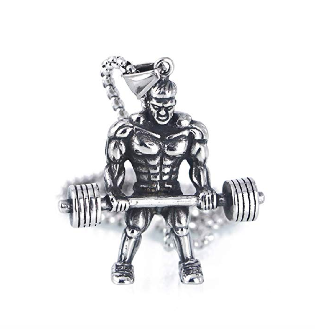 Mr. Olympia Chain Gym Bodybuilding Chain Strongman Necklace Exercise Workout Pendant 24in.