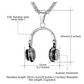 Simulated Diamond Headphone Necklace Disc Jockey Jewelry Hip Hop DJ Chain 24in.