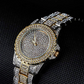 Gold Silver Two Tone Watch Simulated Diamond Watch Hip Hop Jewelry Bust Down Iced Out Watch Bling
