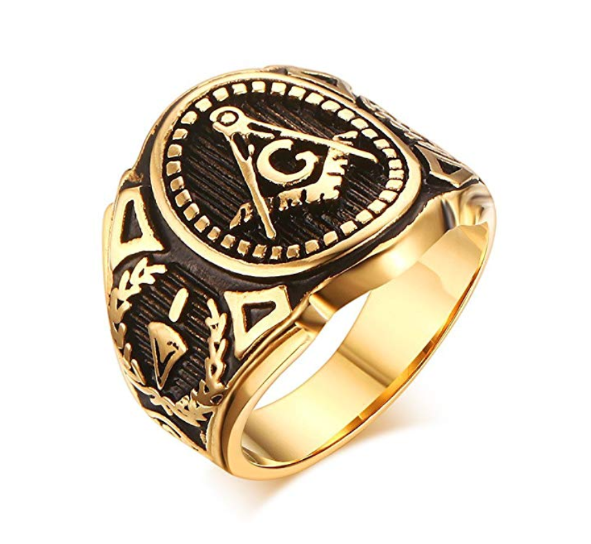 Gold Color Freemason Masonic Ring Band Past Master Mason Ring Prince Hall Mason Gift