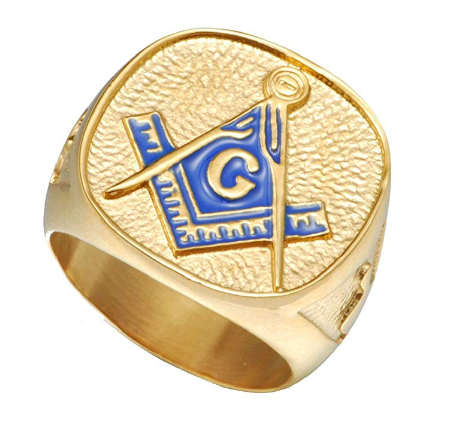 Blue Freemason Ring Gold Silver Color Masonic Ring Past Master Mason Jewelry Regalia Gift