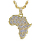 Gold Stainless Steel Africa Map Pendant Necklace Diamond African Charm Ankh Necklace Hip Hop Egyptian Jewelry 24in.