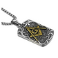 Silver & Gold Color Freemason Dog Tag Necklace Masonic Chain  Square & Compass Pendant G Jewelry 24in.
