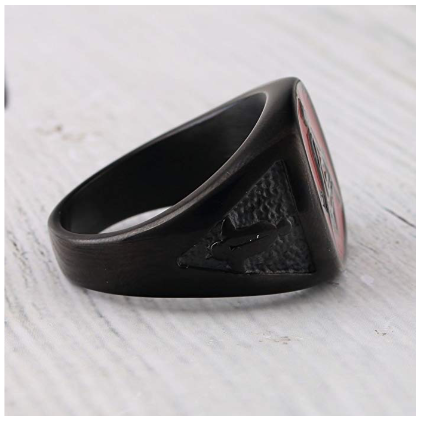 Red & Black Freemason Ring Masonic Ring Square & Compass Red Enamel Ring Stainless Steel