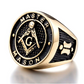 Gold Black Freemason Ring Master Mason Ring Masonic Ring Compass & Square G Regalia Jewelry