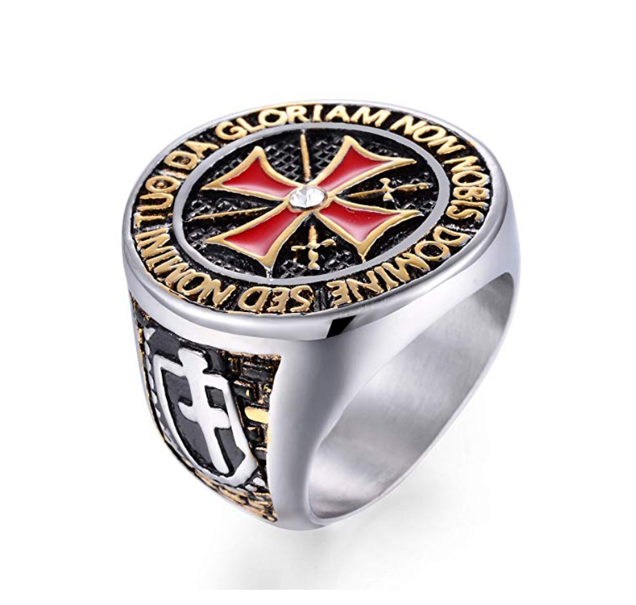 Gold Silver Color Knights of Templar Ring Masonic Ring Freemason Regalia Master Mason Gift Red Cross Ring