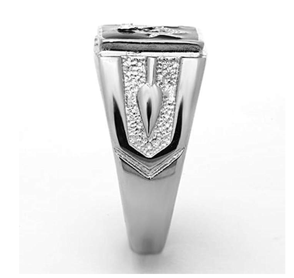Masonic Ring Simulated Diamond Freemason Jewelry Regalia Gift Square & Compass G Black & Silver