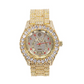 2 Tone Gold Silver Color Watch Simulated Diamond Watch Arabic Dial Bust Down Hip Hop Bling Jewelry Iced Out Watch