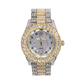 2 Tone Gold Silver Color Watch Simulated Diamond Watch Arabic Dial Bust Down Hip Hop Bling Jewelry Iced Out Watch