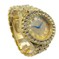 Gold Color Watch Roman Numerals Bezel Watch Simulated-Diamonds Bust Down.