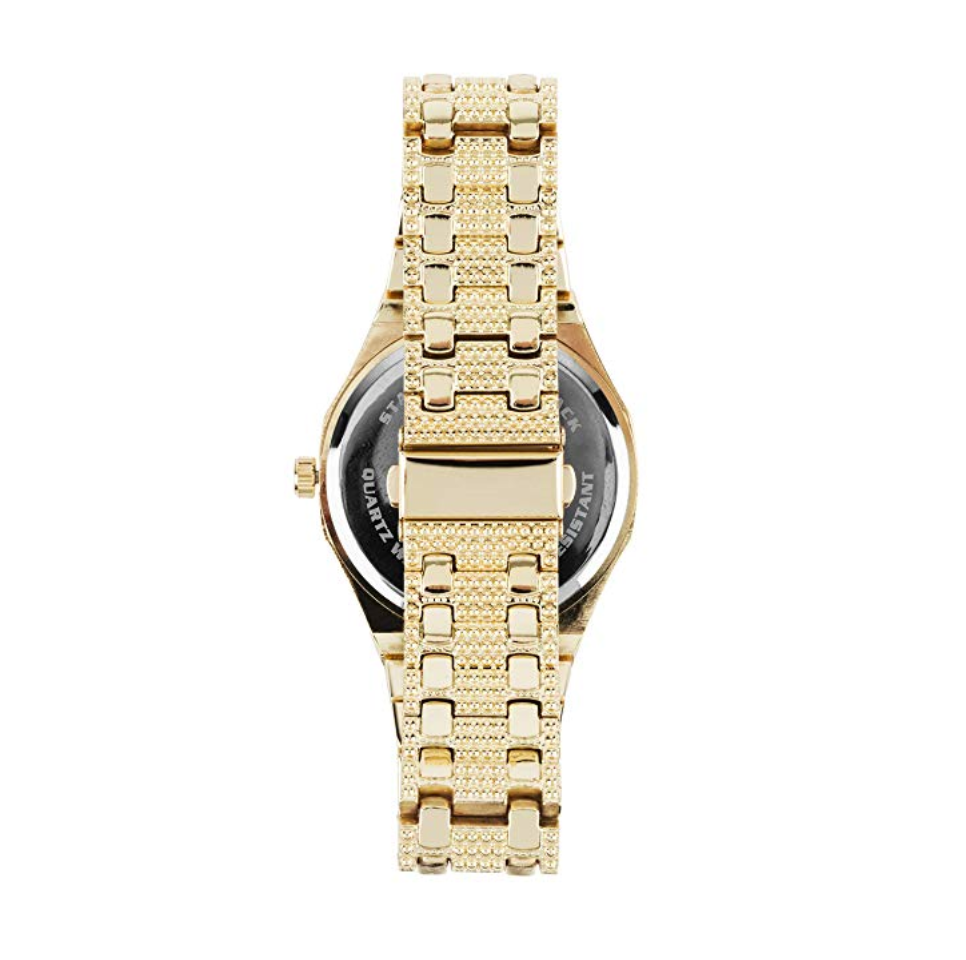 45mm Silver Color Watch Simulated Diamond Octagonal Watch Bust Down Hip Hop Gold Color Watch Iced Out Luxury Bling