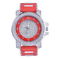 Silver Color Watch Simulated Diamond Watch Red Bullet Band Watch Hip Hop Jewelry Big Face Bling Watch Red Rubber Strap