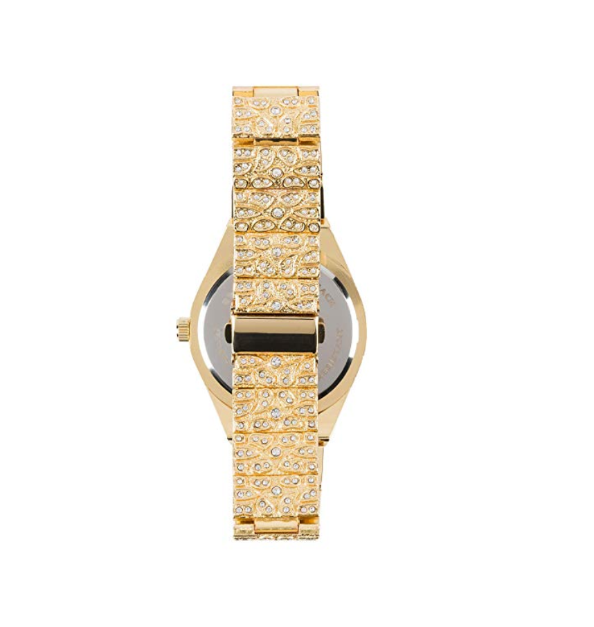 Gold Color Nugget Watch Simulated Diamond Hip Hop Iced Out Silver Blin ...