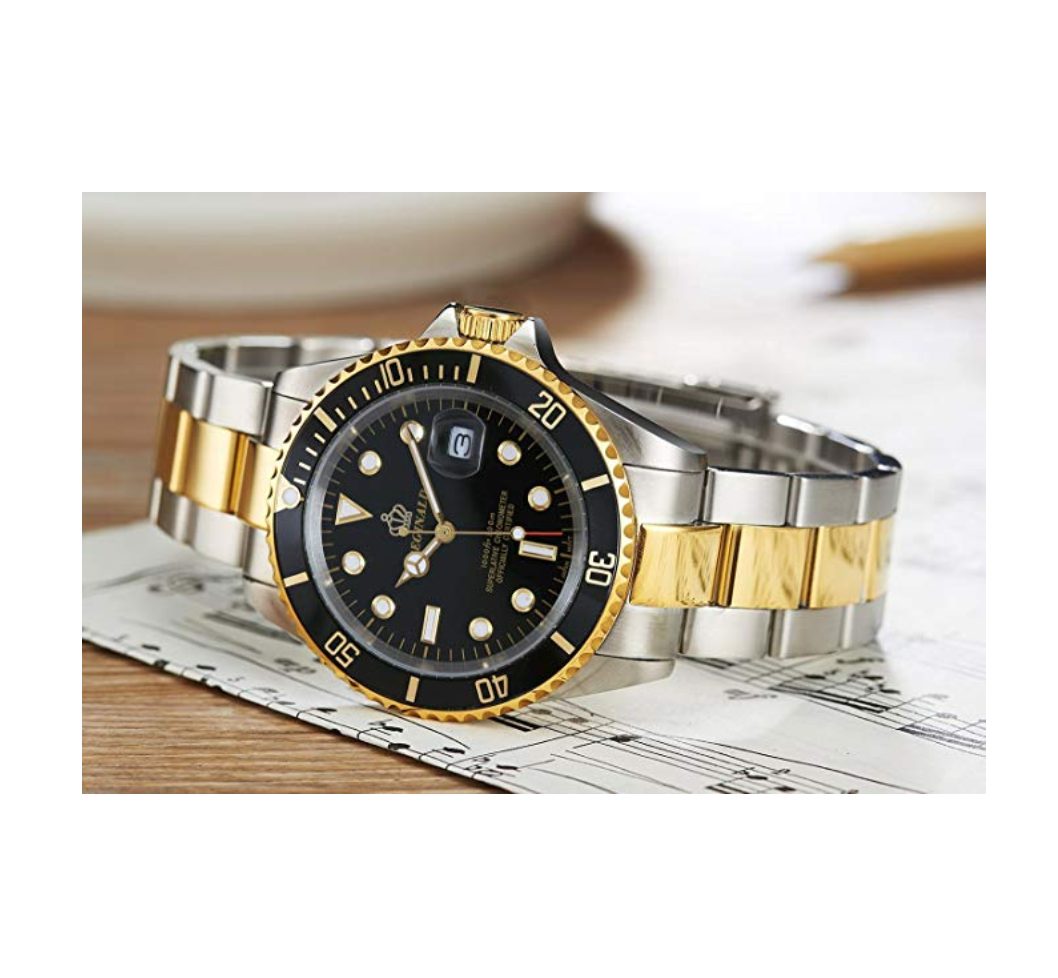 Black Face Watch Gold Silver Color Two Tone Sports Dress Watch Luxury Business Watch Quartz Submariner