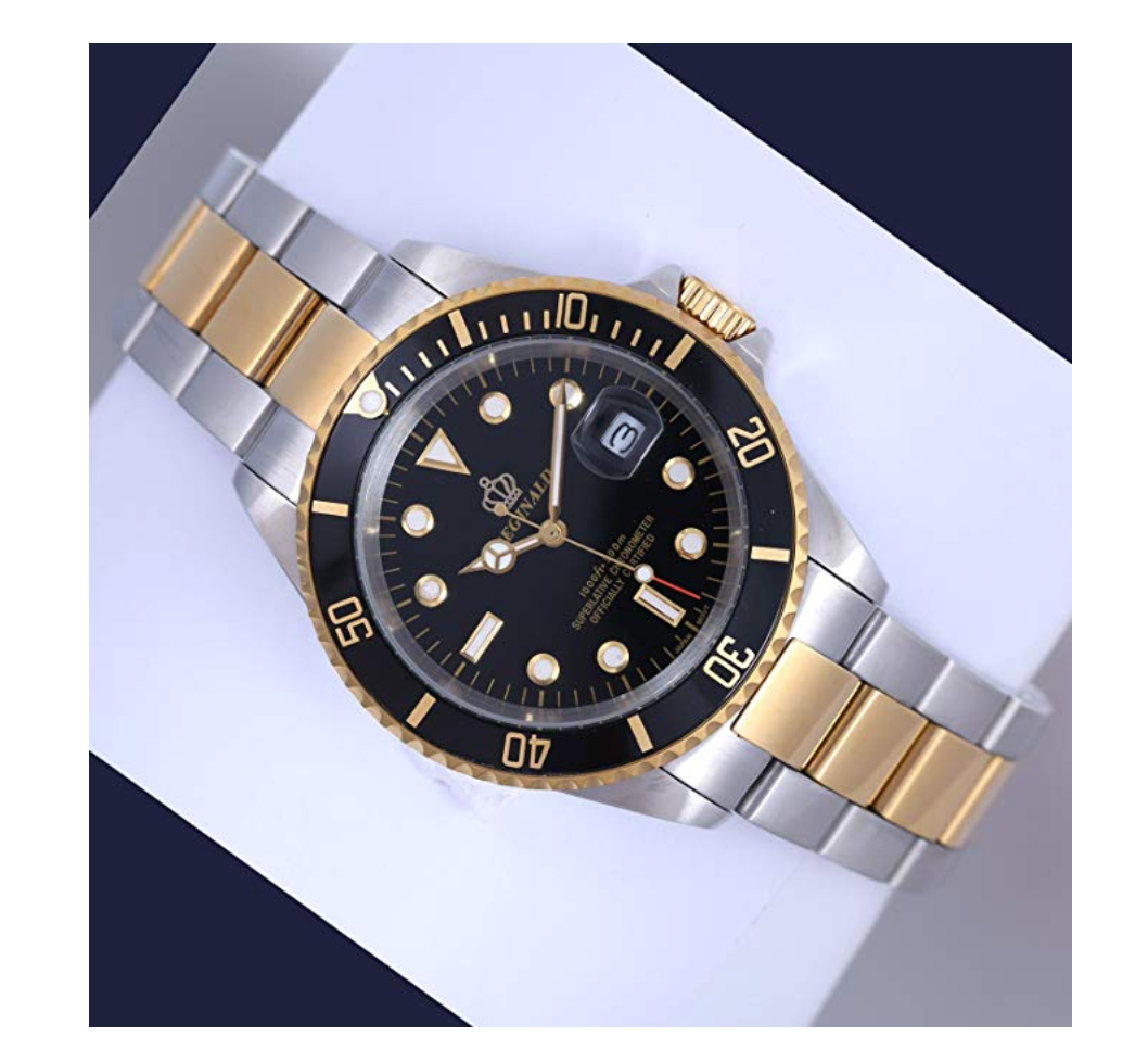 Black Face Watch Gold Silver Color Two Tone Sports Dress Watch Luxury Business Watch Quartz Submariner