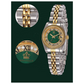 Green Face Dress Watch Gold Silver Color Watch Simulated Diamond Dial Watch 2-Tone Datejust Dress Watch Gift
