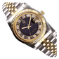 Black Face Dress Watch Gold Silver Color Watch Simulated Diamond Dial Watch 2-Tone Datejust Dress Watch Gift