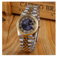 Blue Face Dress Watch Gold Silver Tone Watch Simulated Diamond Dial Watch 2-Tone Datejust Dress Watch Gift