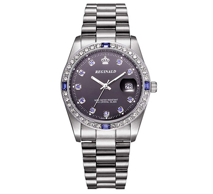 Women's Blue Simulated Diamond Dress Watch Gold Silver Color Datejust Dress Watch Gift Luxury Watch