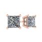 4ct 925 Sterling Silver Stud Earring Square Diamond Earring Men Earrings Princess Cut Rose Gold