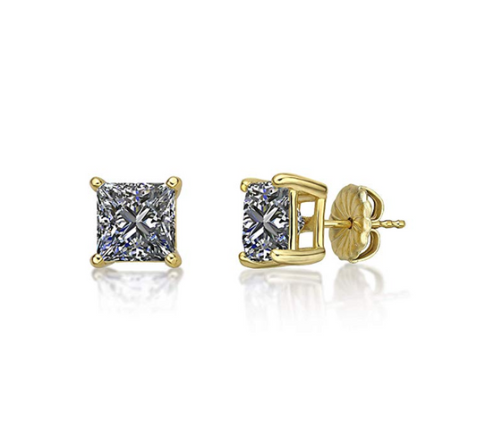 7mm Gold 925 Silver Silver Stud Earring Square Diamond Mens Womens Rose Gold Princess Cut Earring