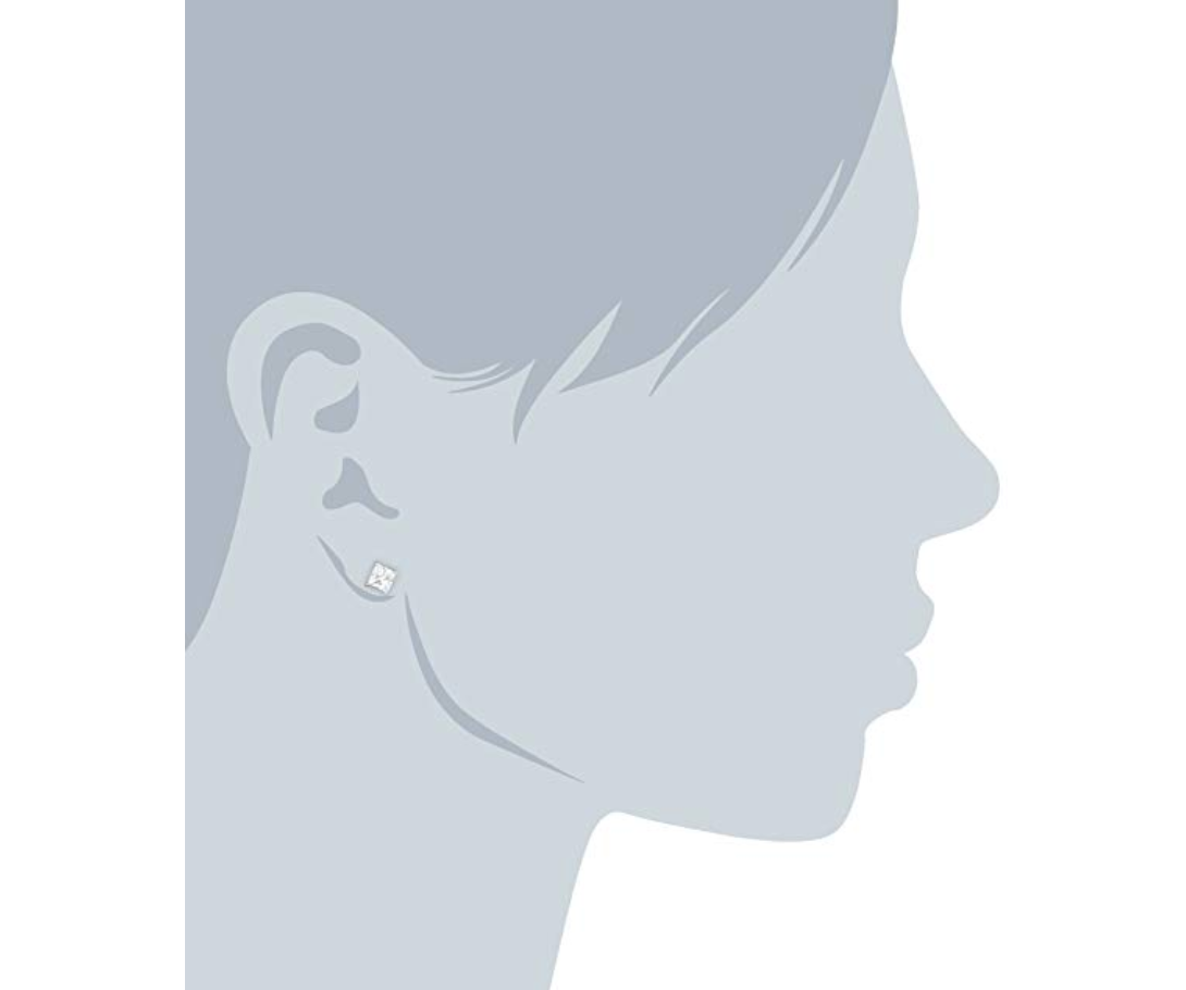 7mm Princess Cut Stud Earring Square Diamond Men Womens Earrings 925 Sterling Silver